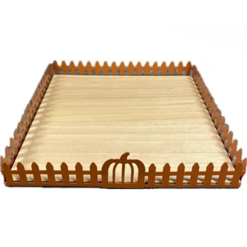 New 2 Tray Set. Target Halloween Black & Orange Staging Trays. Metal & Wood.
